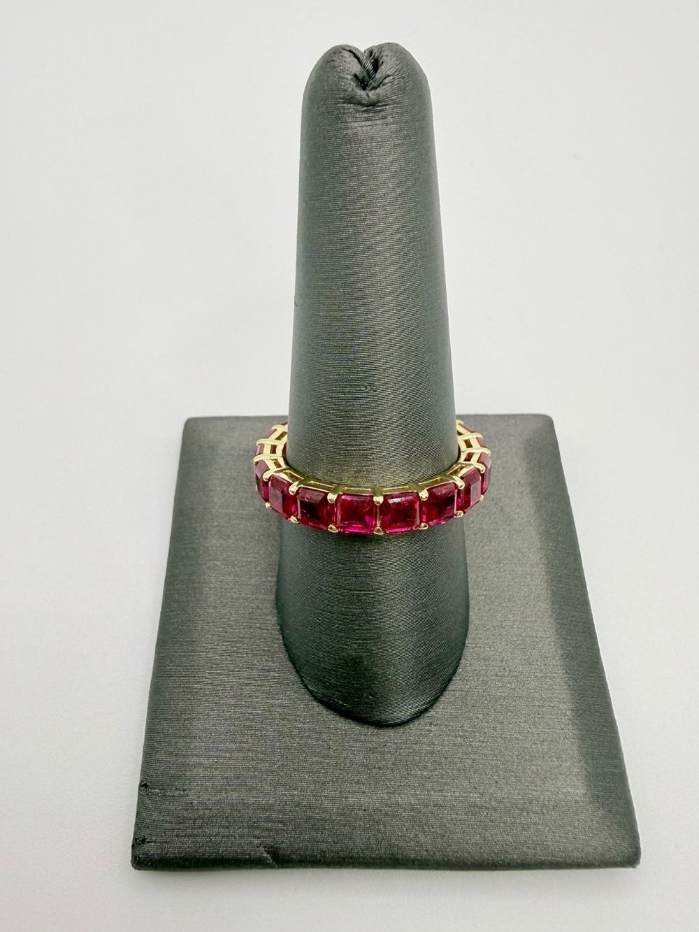 Lab Created Ruby Eternity Band Gold Vermeil 925 Sterling 10.20 CTTW Size 9